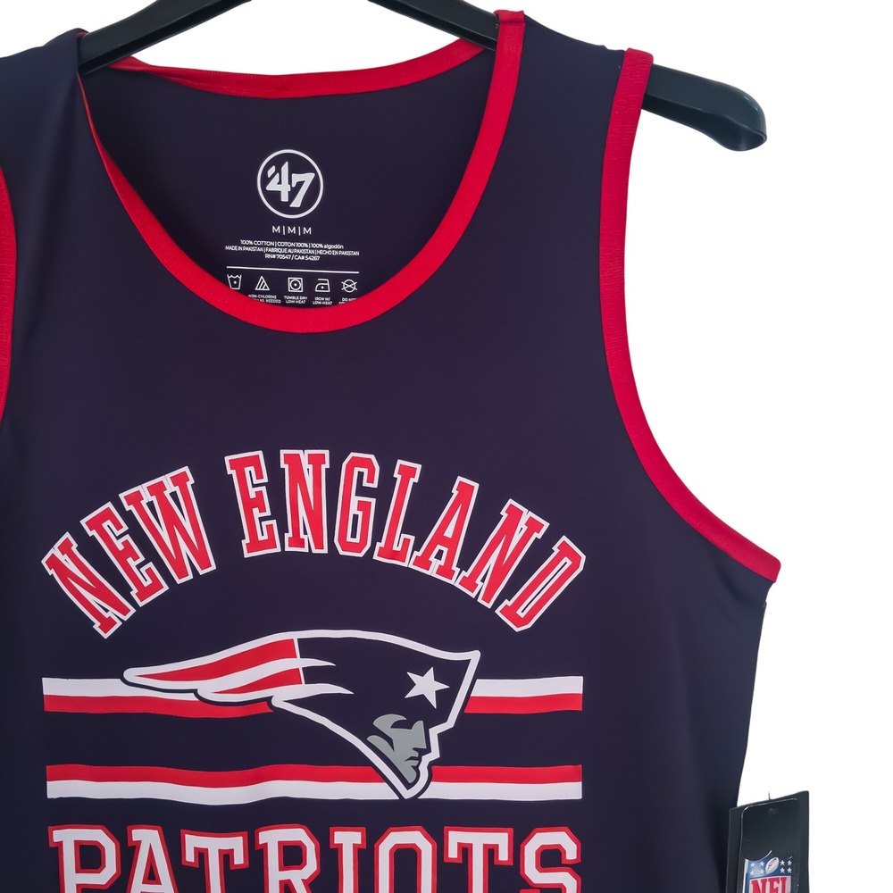 '47 Tank Top Men M Light Navy New England Patriots Super Rival Cotton